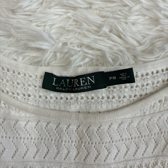 Lauren Ralph Lauren White sleeveless knit sweater ALine Knit dress Petite Medium - Picture 5 of 6